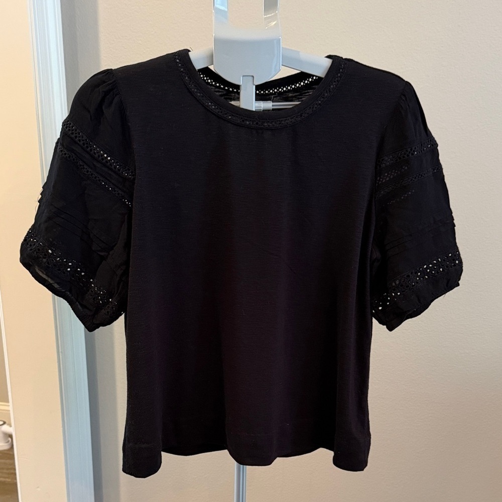 Maurices Black Blouse with Lace Details
